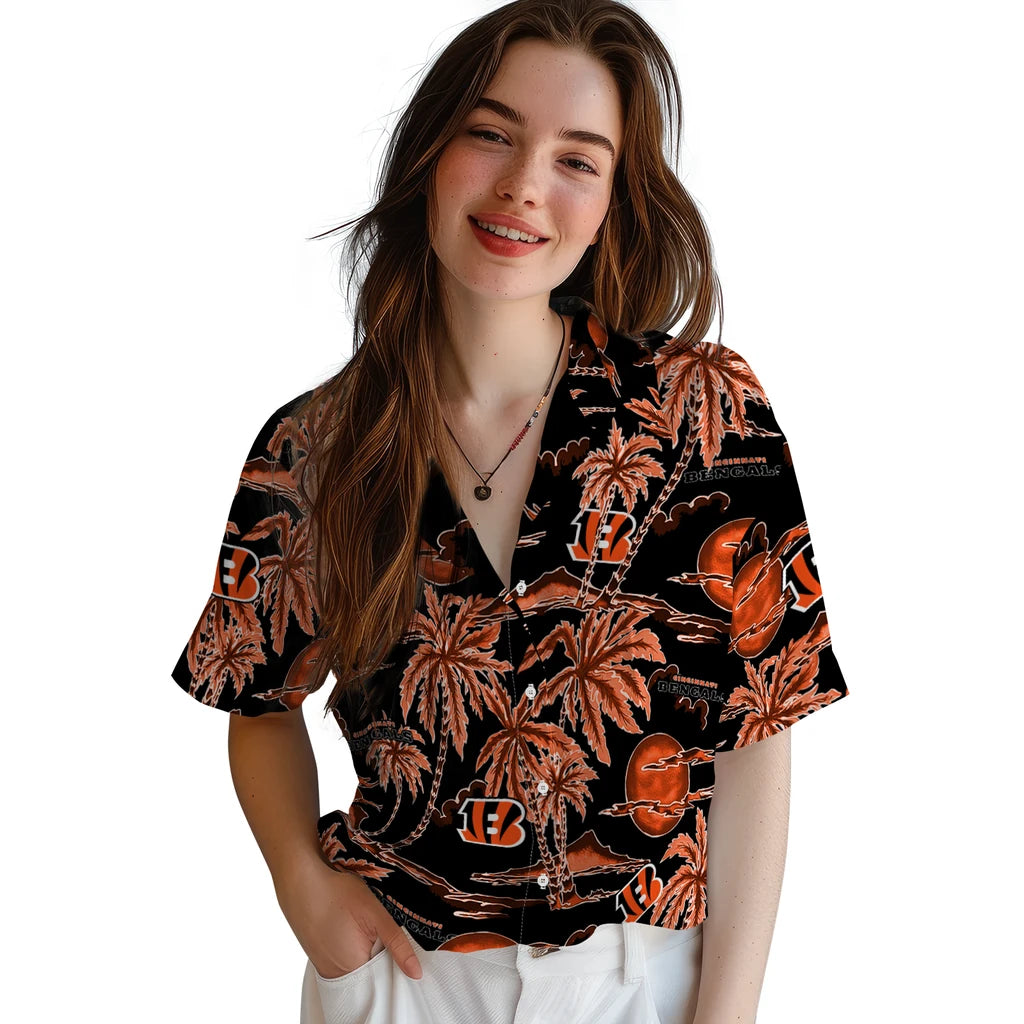 Cincinnati Bengals Hawaiian Shirt - Palm Sunset | Hula Hawaiian Shirts