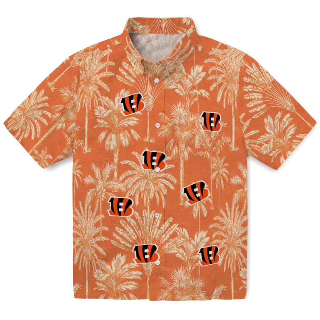 Cincinnati Bengals Hawaiian Shirt - Vintage Palm Tree | Hula Hawaiian Shirts