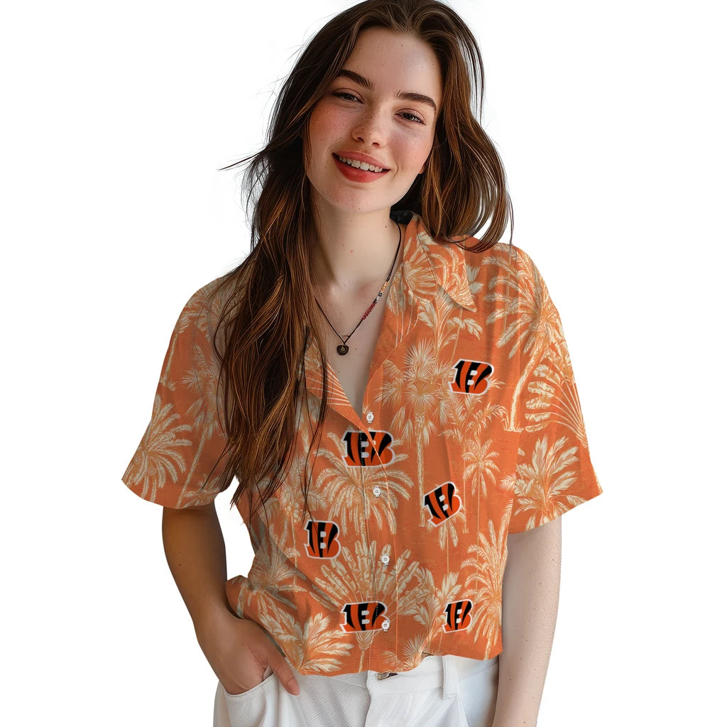 Cincinnati Bengals Hawaiian Shirt - Vintage Palm Tree | Hula Hawaiian Shirts