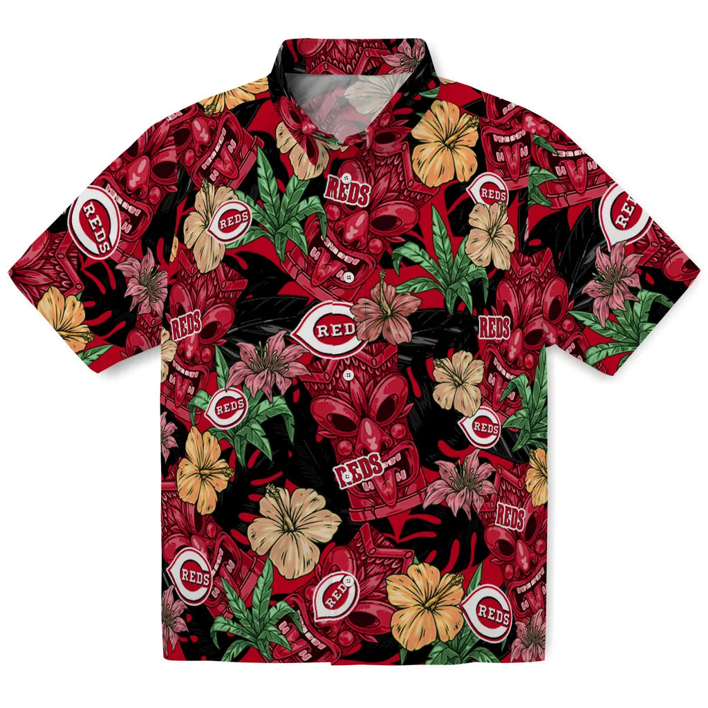 Cincinnati Reds Hawaiian Shirt - Hibiscus Tiki Jungle | Hula Hawaiian Shirts