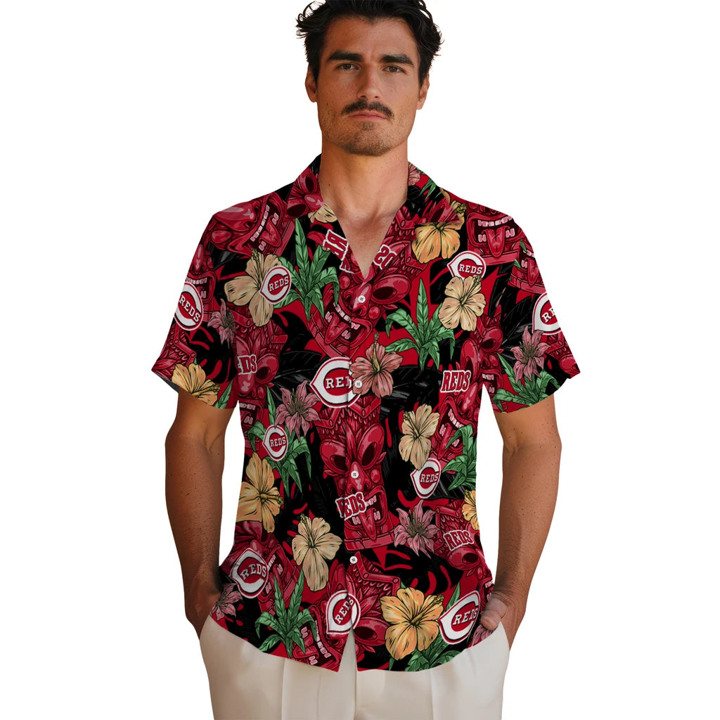 Cincinnati Reds Hawaiian Shirt - Hibiscus Tiki Jungle | Hula Hawaiian Shirts