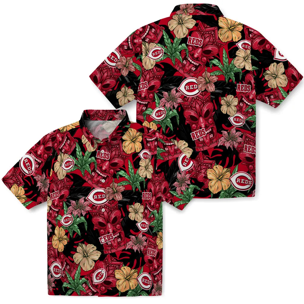 Cincinnati Reds Hawaiian Shirt - Hibiscus Tiki Jungle | Hula Hawaiian Shirts
