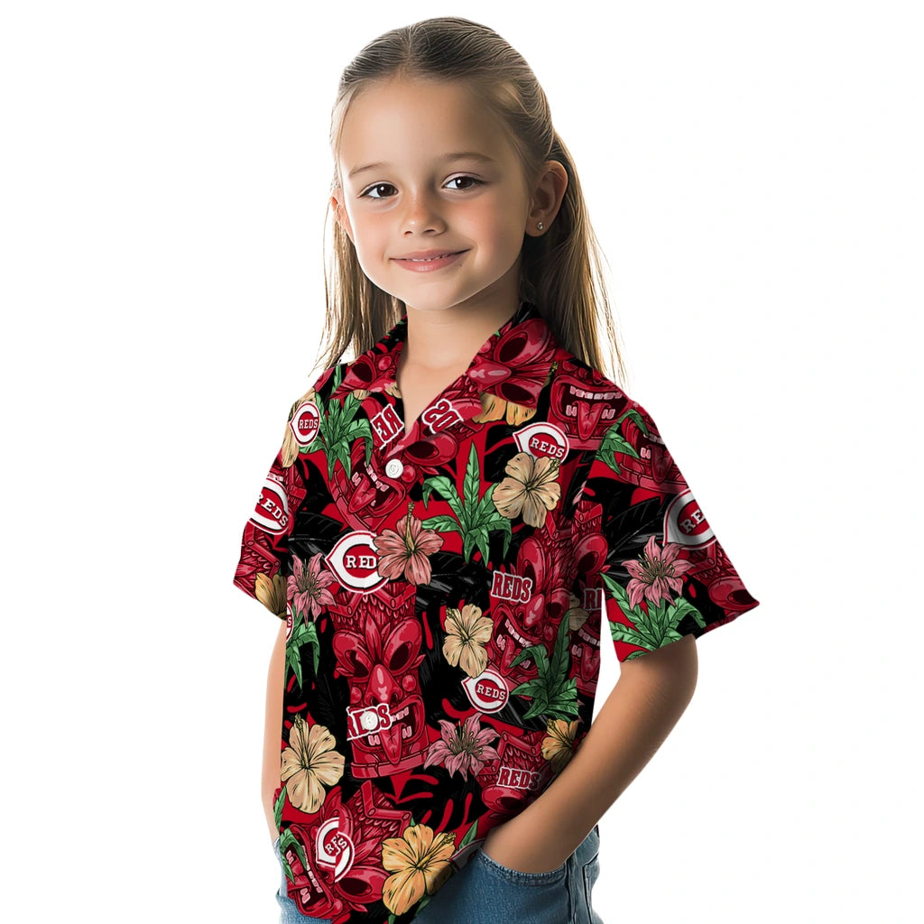 Cincinnati Reds Hawaiian Shirt - Hibiscus Tiki Jungle | Hula Hawaiian Shirts