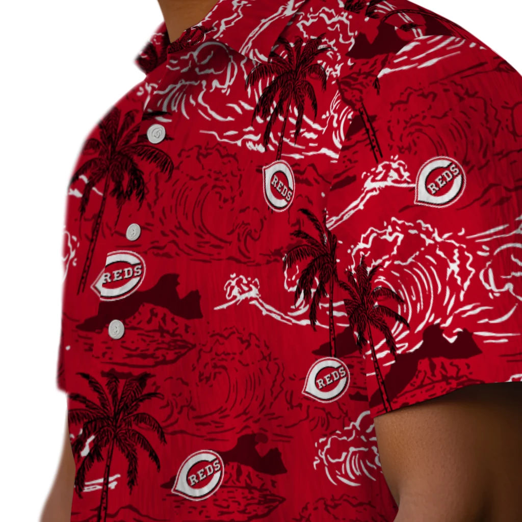 Cincinnati Reds Hawaiian Shirt - Wave Palm | Hula Hawaiian Shirts