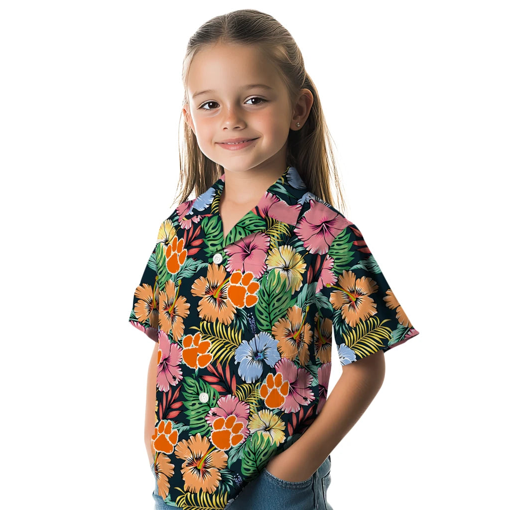 Clemson Tigers Hawaiian Shirt - Brilliant Hibiscus Garden | Hula Hawaiian Shirts