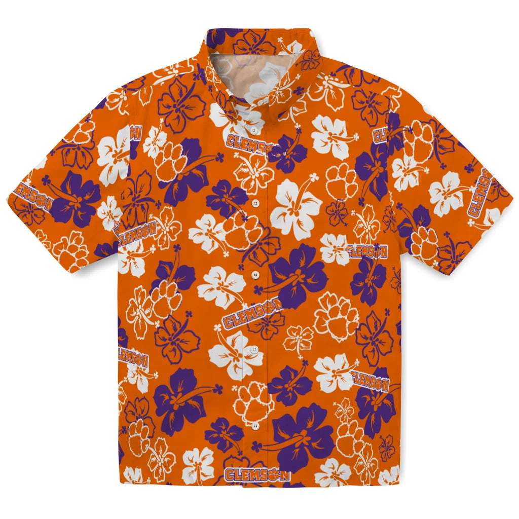 Clemson Tigers Hawaiian Shirt - Hibiscus Flower Design | Hula Hawaiian Shirts