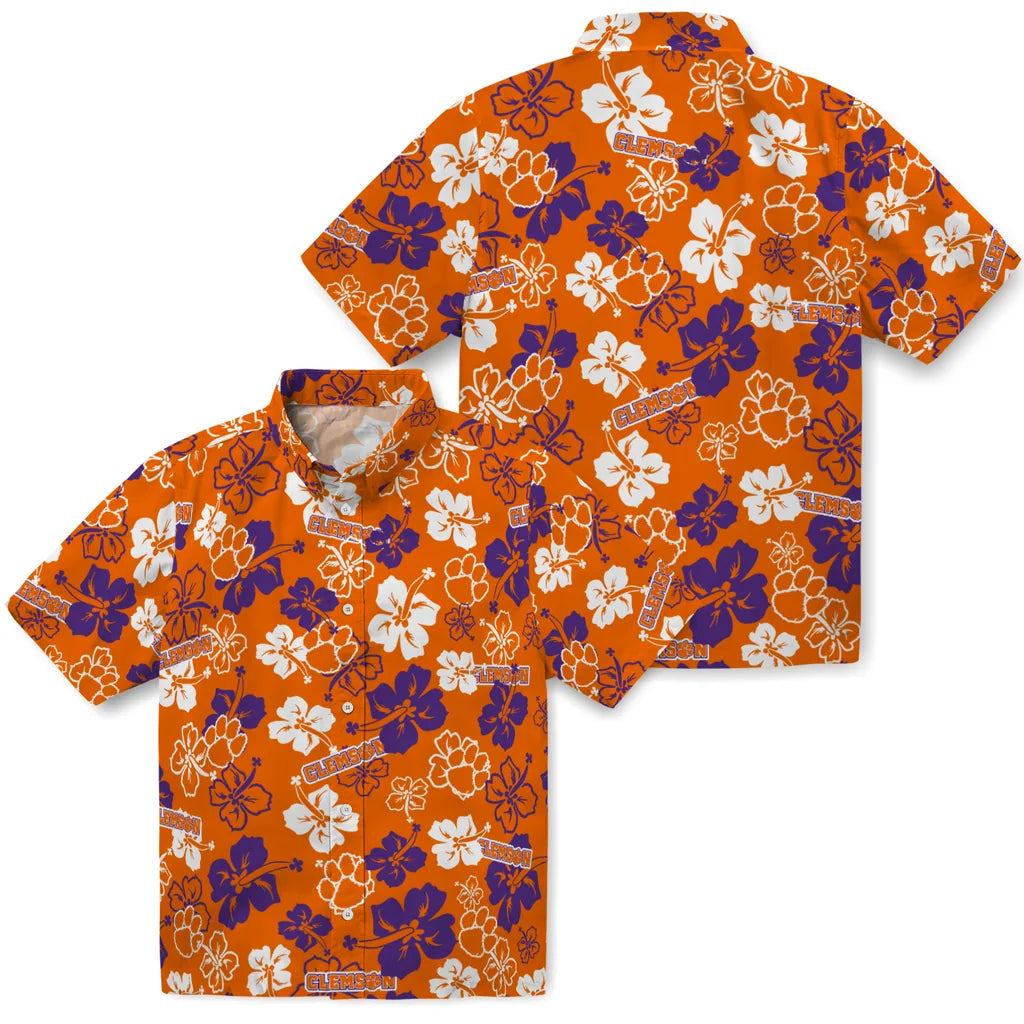 Clemson Tigers Hawaiian Shirt - Hibiscus Flower Design | Hula Hawaiian Shirts