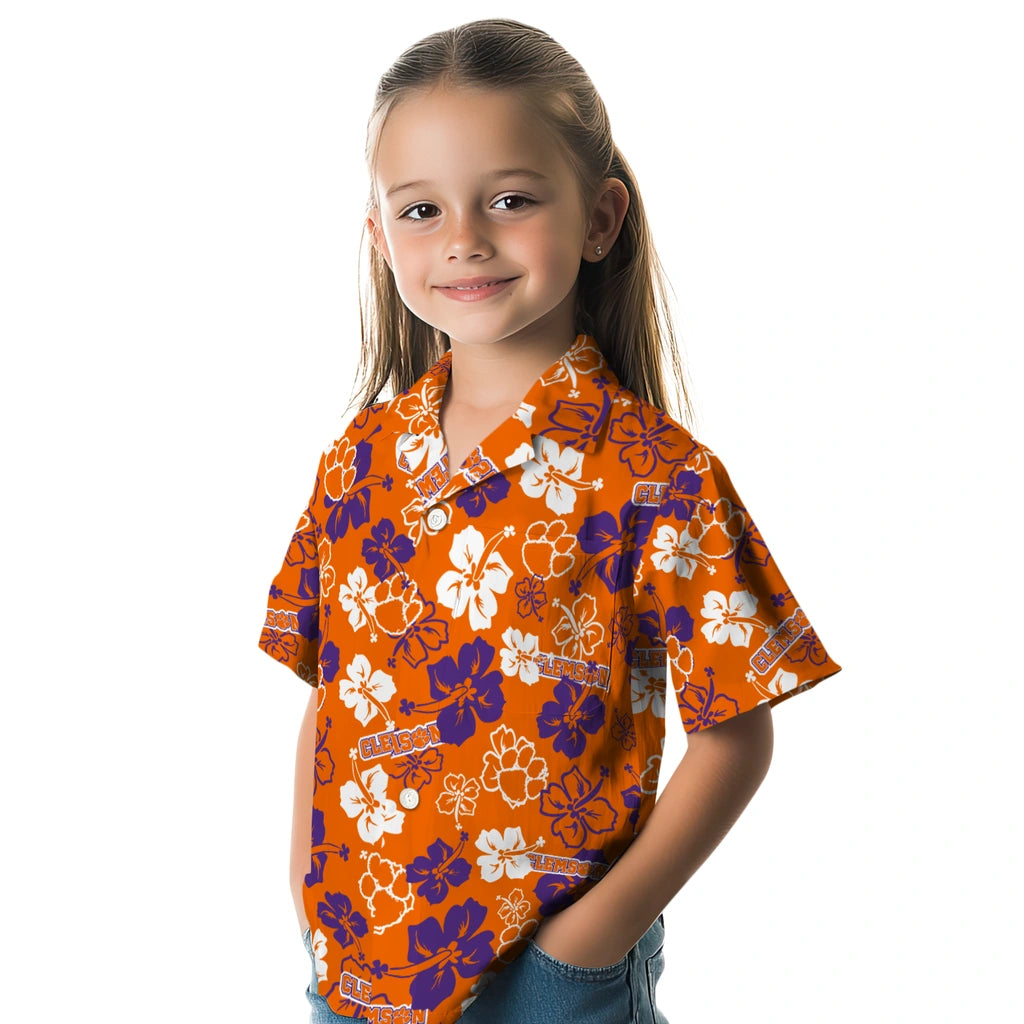Clemson Tigers Hawaiian Shirt - Hibiscus Flower Design | Hula Hawaiian Shirts