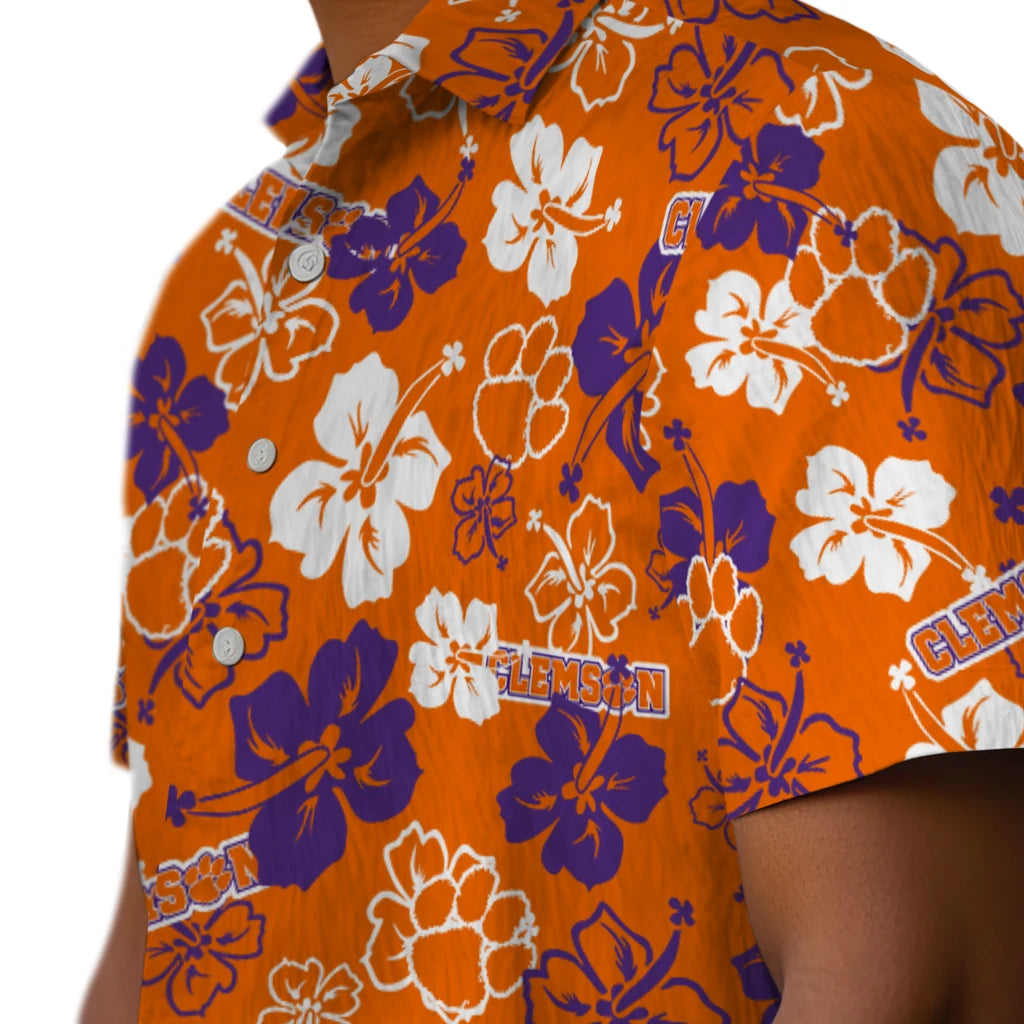 Clemson Tigers Hawaiian Shirt - Hibiscus Flower Design | Hula Hawaiian Shirts