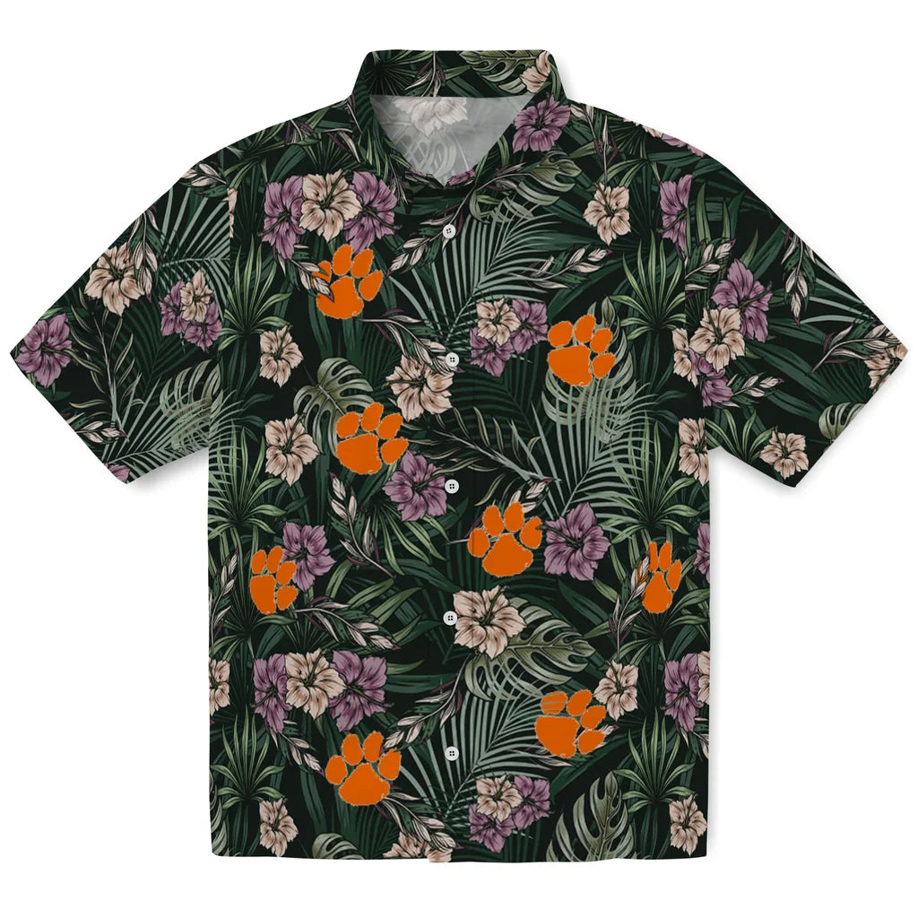Clemson Tigers Hawaiian Shirt - Hibiscus Leaves Pattern | Hula Hawaiian Shirts