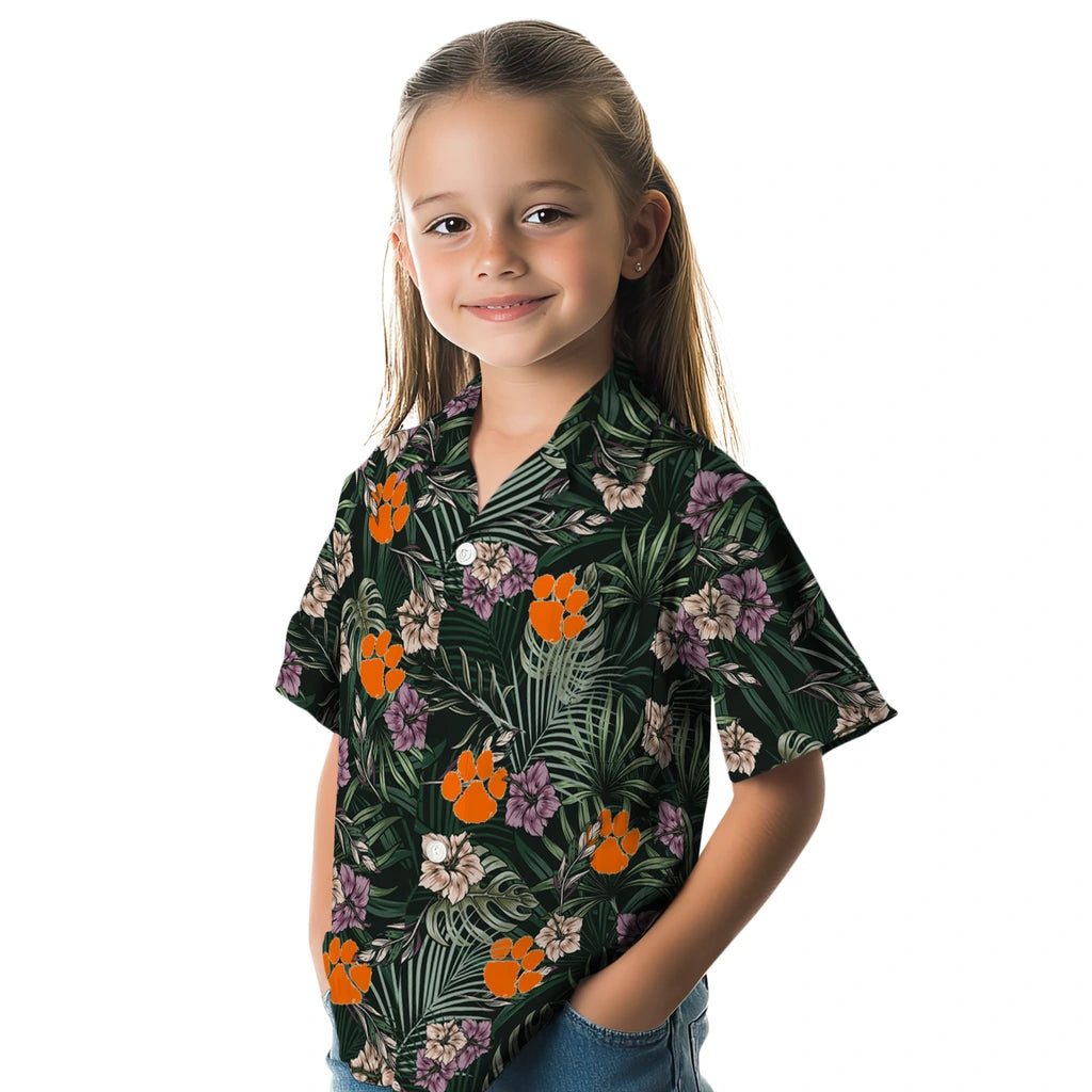 Clemson Tigers Hawaiian Shirt - Hibiscus Leaves Pattern | Hula Hawaiian Shirts
