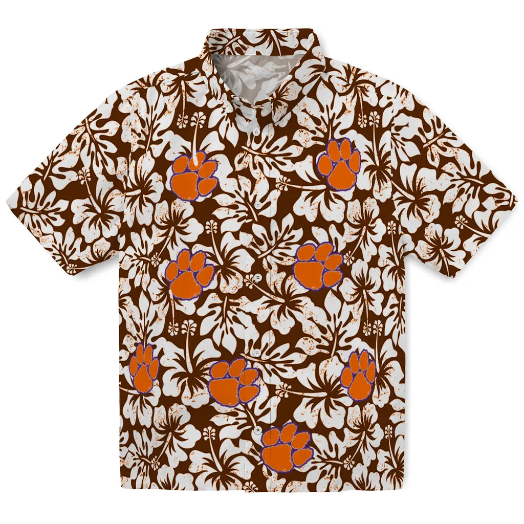 Clemson Tigers Hawaiian Shirt - Hibiscus Motif | Hula Hawaiian Shirts
