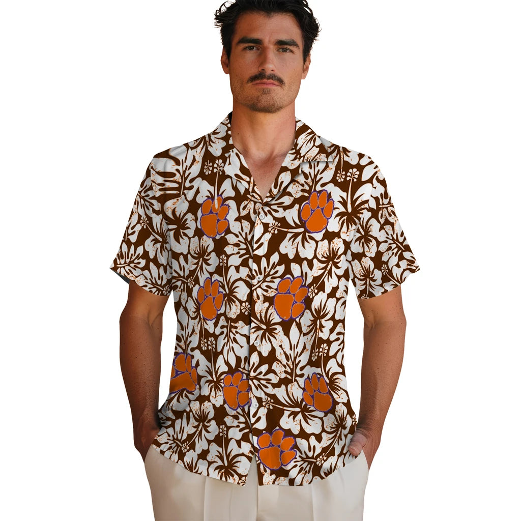 Clemson Tigers Hawaiian Shirt - Hibiscus Motif | Hula Hawaiian Shirts