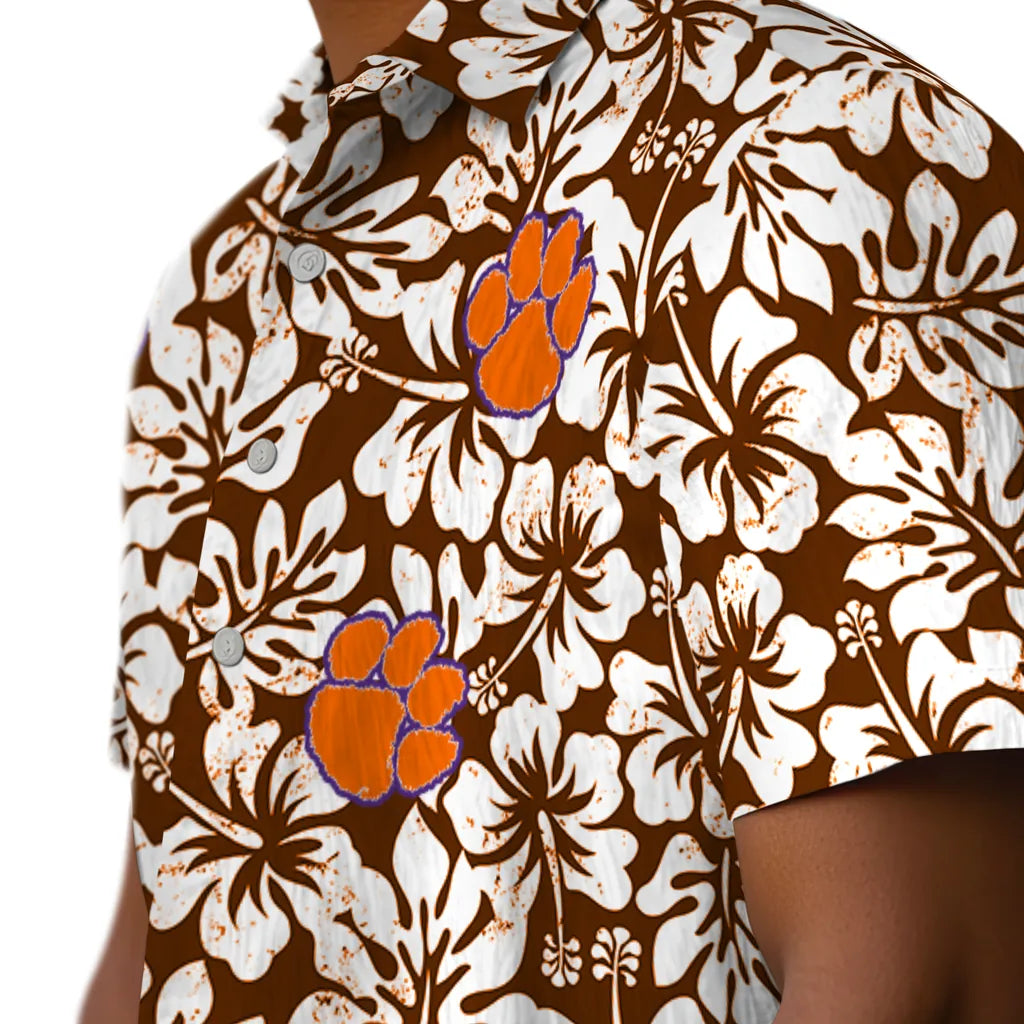 Clemson Tigers Hawaiian Shirt - Hibiscus Motif | Hula Hawaiian Shirts