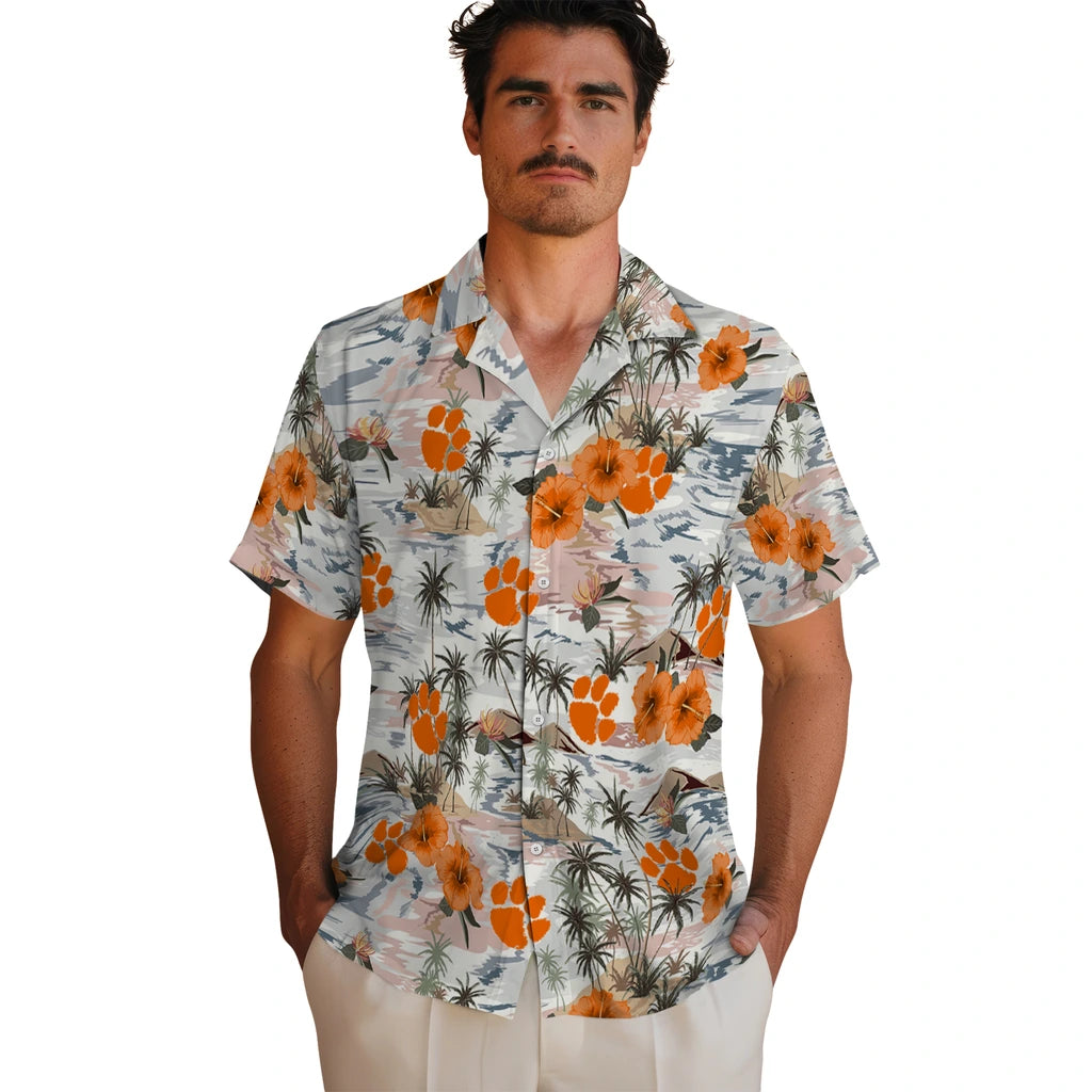 Clemson Tigers Hawaiian Shirt - Hibiscus Seaside | Hula Hawaiian Shirts