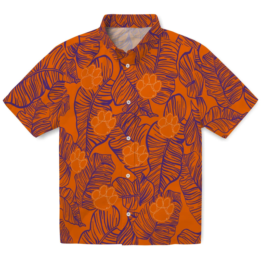 Clemson Tigers Hawaiian Shirt - Leaf Outline | Hula Hawaiian Shirts