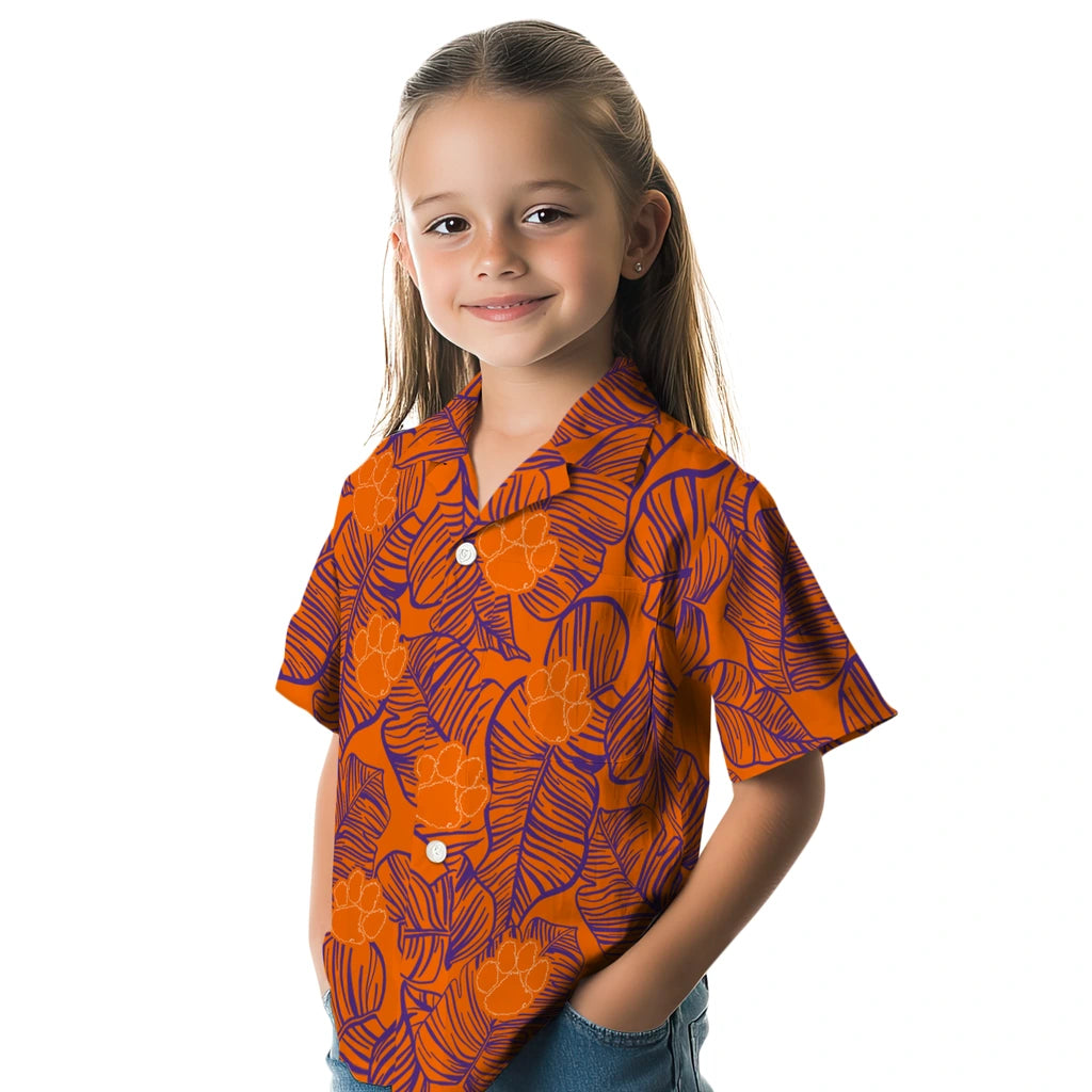Clemson Tigers Hawaiian Shirt - Leaf Outline | Hula Hawaiian Shirts