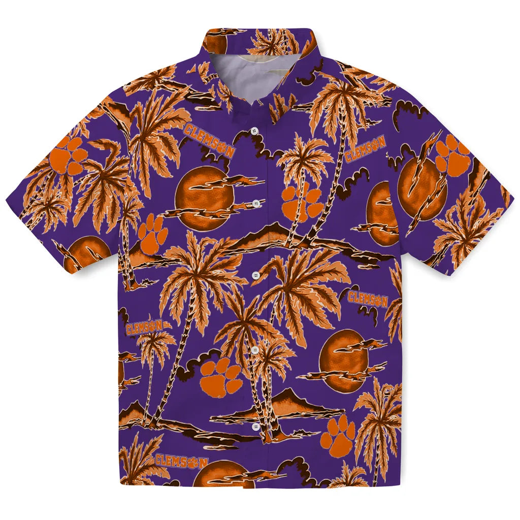 Clemson Tigers Hawaiian Shirt - Palm Sunset | Hula Hawaiian Shirts