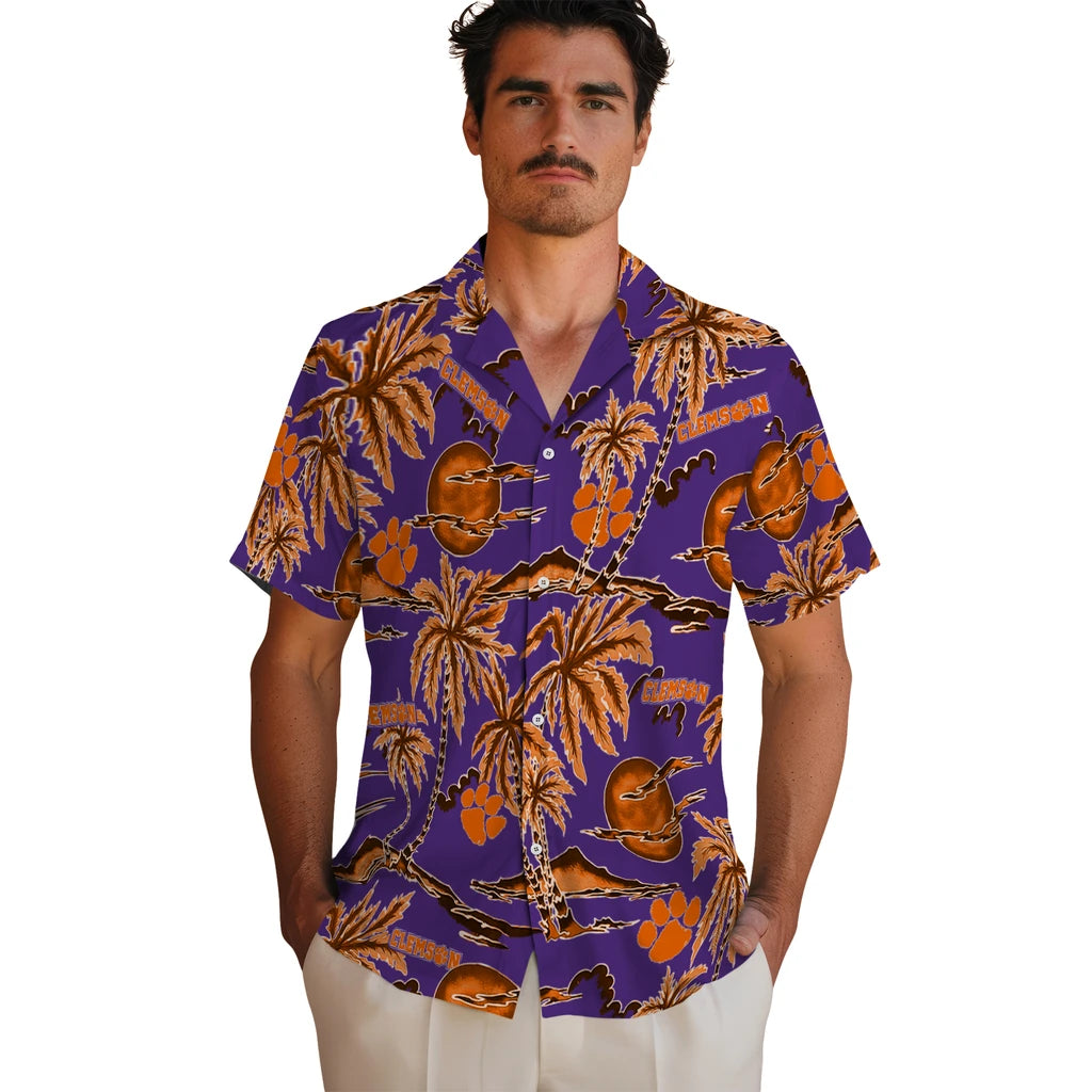 Clemson Tigers Hawaiian Shirt - Palm Sunset | Hula Hawaiian Shirts