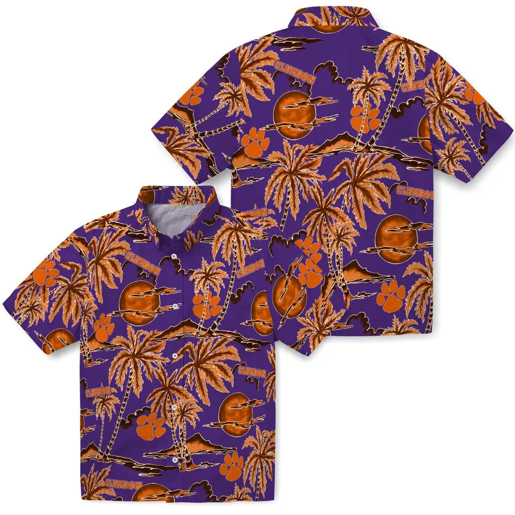 Clemson Tigers Hawaiian Shirt - Palm Sunset | Hula Hawaiian Shirts