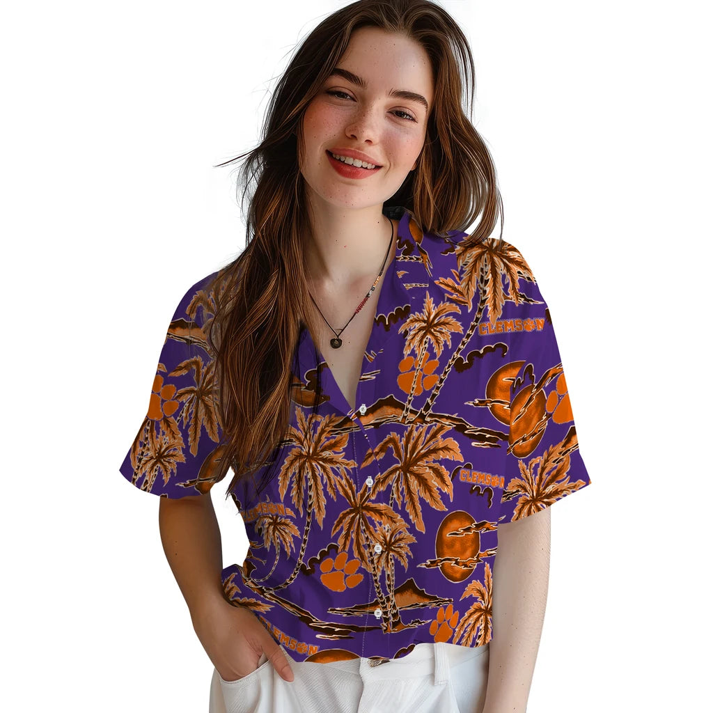 Clemson Tigers Hawaiian Shirt - Palm Sunset | Hula Hawaiian Shirts