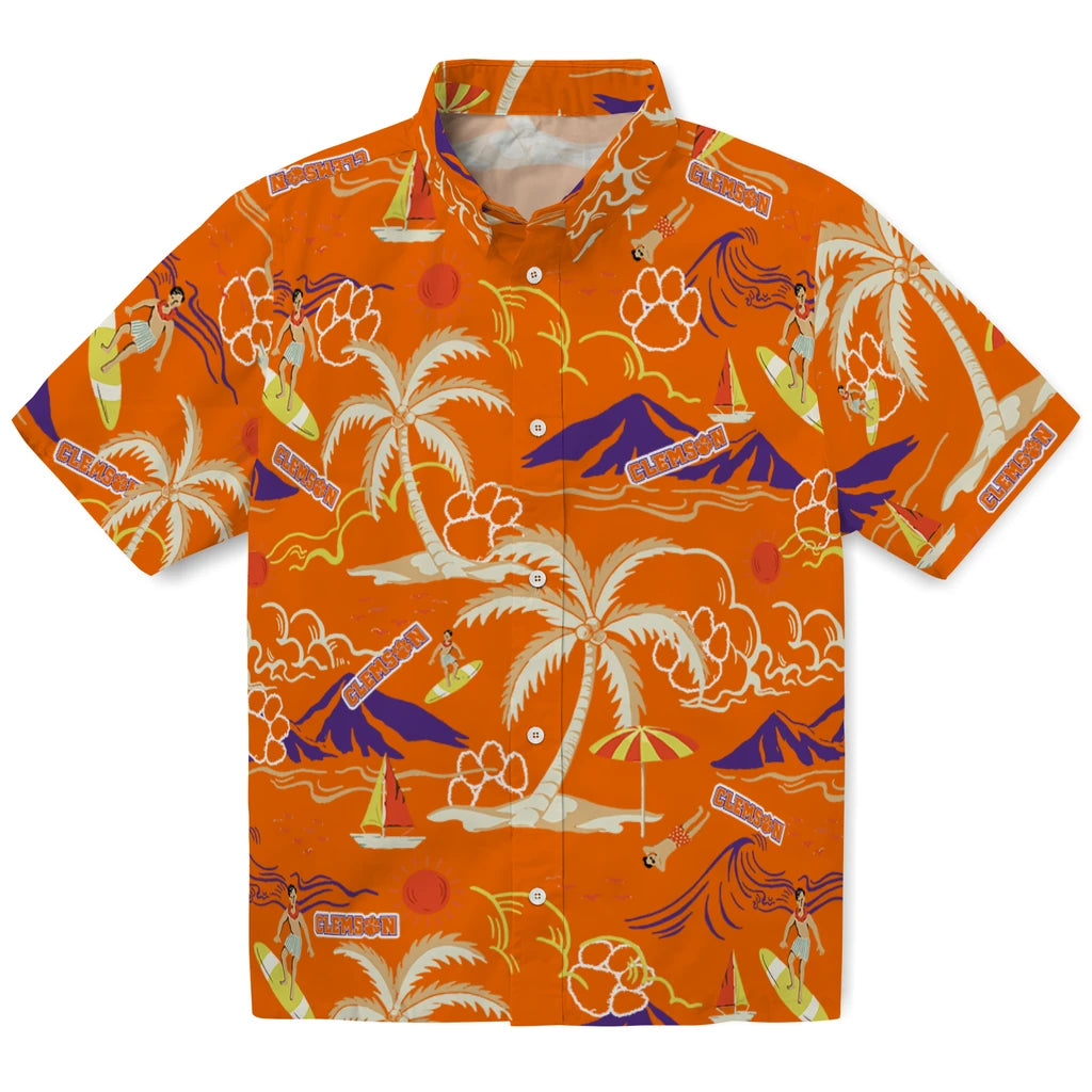 Clemson Tigers Hawaiian Shirt - Palm Tree Island | Hula Hawaiian Shirts
