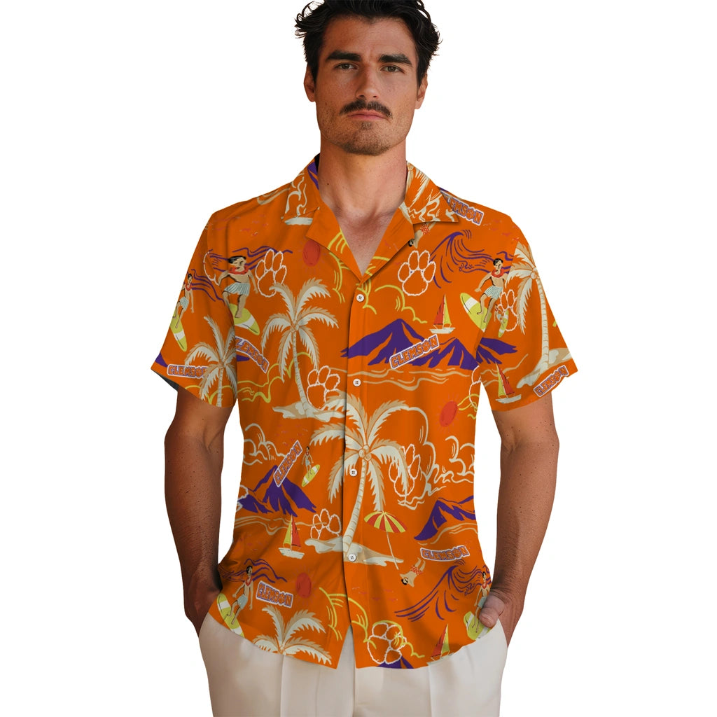 Clemson Tigers Hawaiian Shirt - Palm Tree Island | Hula Hawaiian Shirts