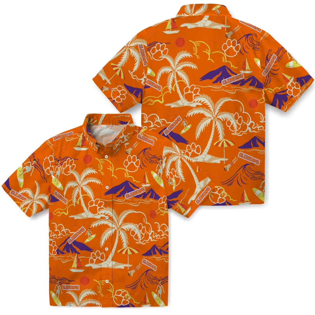 Clemson Tigers Hawaiian Shirt - Palm Tree Island | Hula Hawaiian Shirts