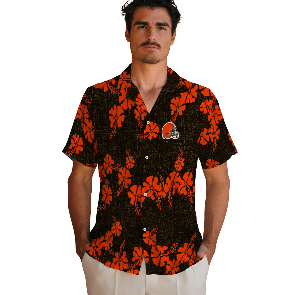 Cleveland Browns Hawaiian Shirt - 50th State Flower | Hula Hawaiian Shirts