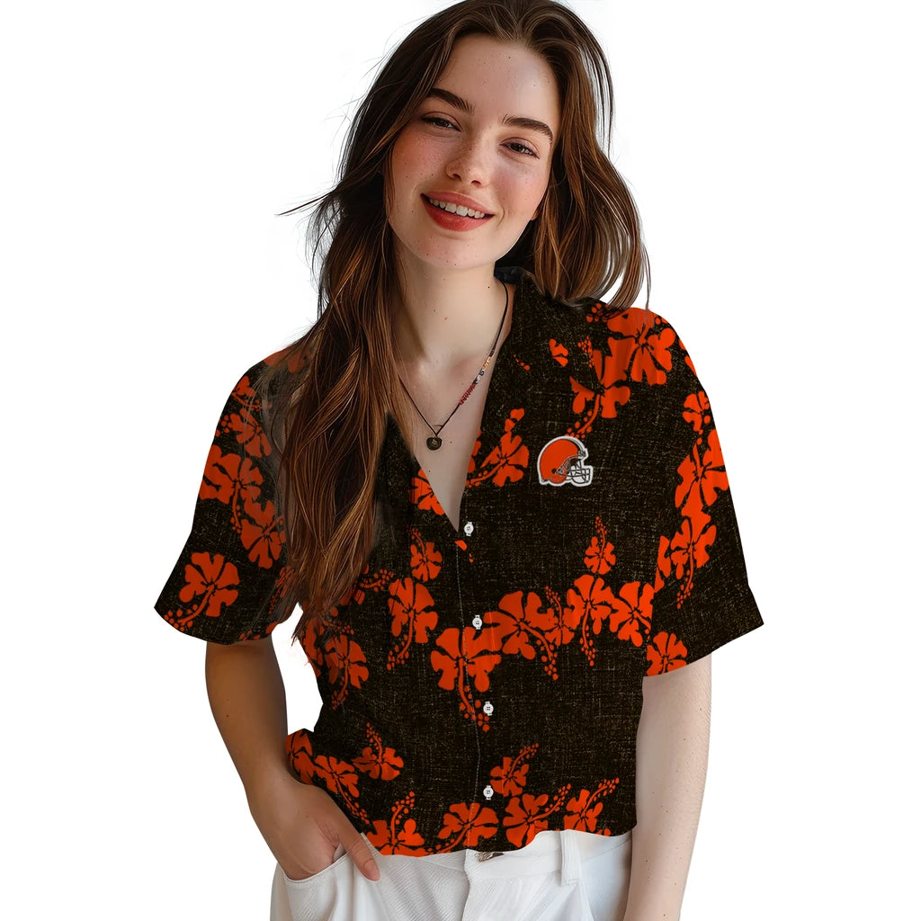 Cleveland Browns Hawaiian Shirt - 50th State Flower | Hula Hawaiian Shirts
