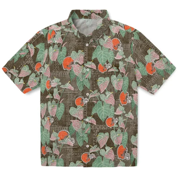 Cleveland Browns Hawaiian Shirt - Anthurium Overlay | Hula Hawaiian Shirts