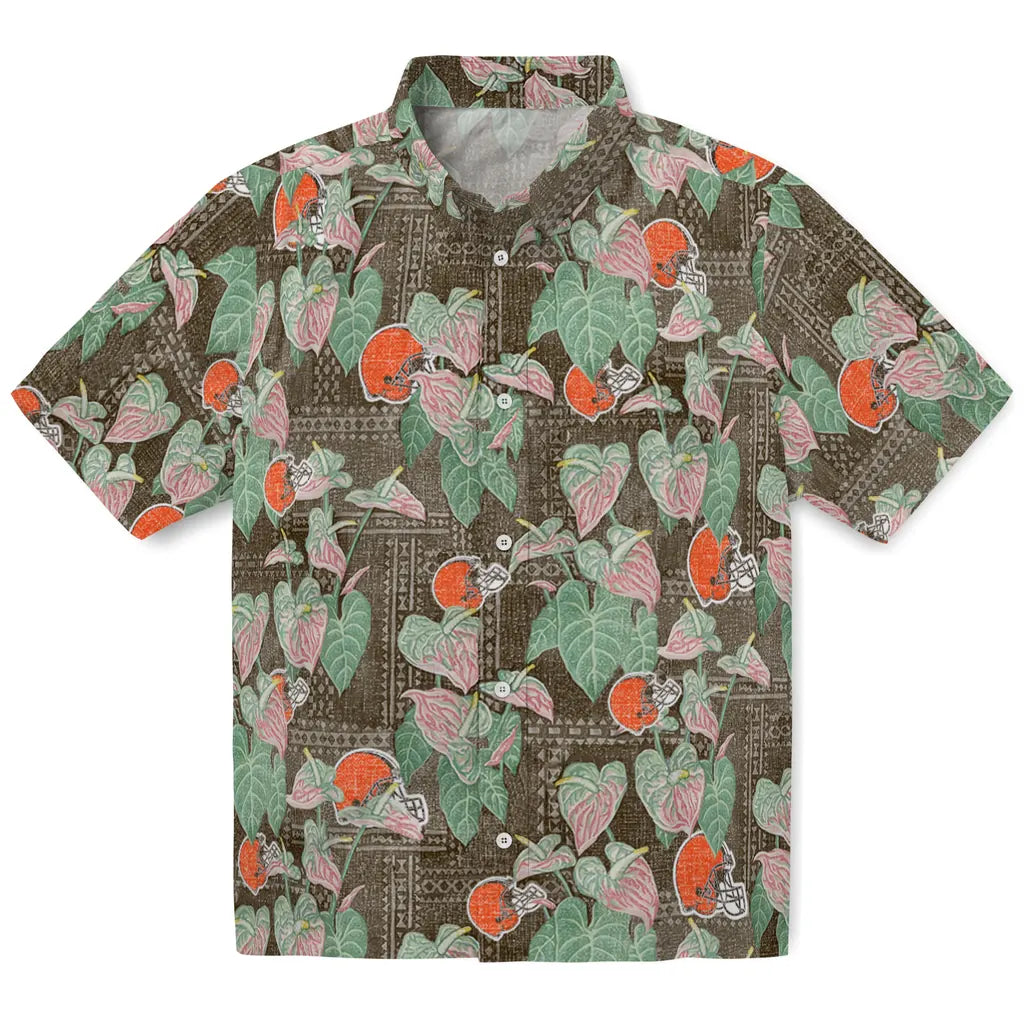 Cleveland Browns Hawaiian Shirt - Anthurium Overlay | Hula Hawaiian Shirts
