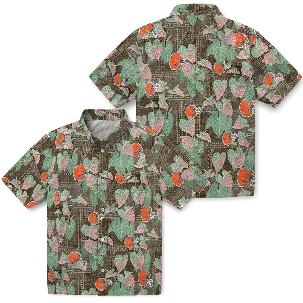 Cleveland Browns Hawaiian Shirt - Anthurium Overlay | Hula Hawaiian Shirts