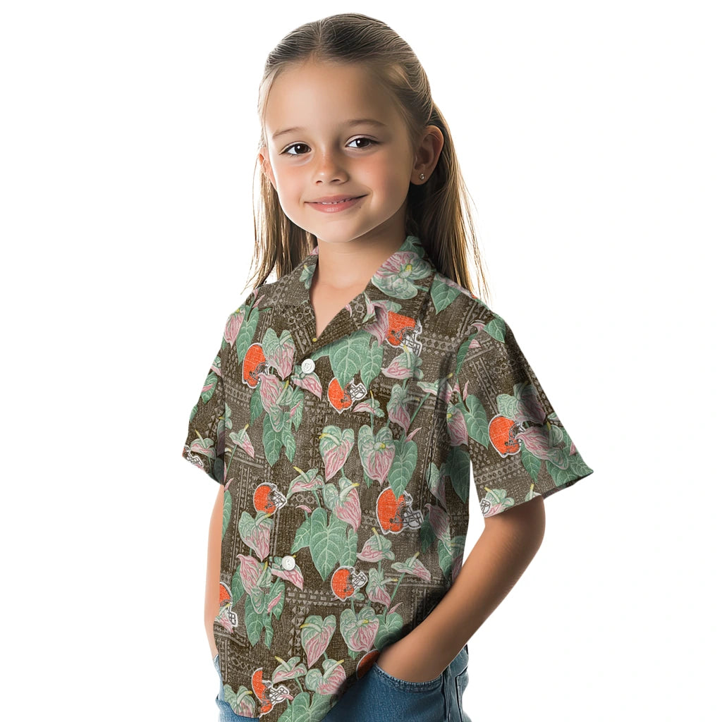 Cleveland Browns Hawaiian Shirt - Anthurium Overlay | Hula Hawaiian Shirts