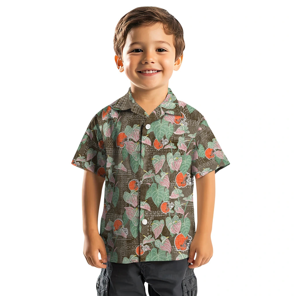 Cleveland Browns Hawaiian Shirt - Anthurium Overlay | Hula Hawaiian Shirts