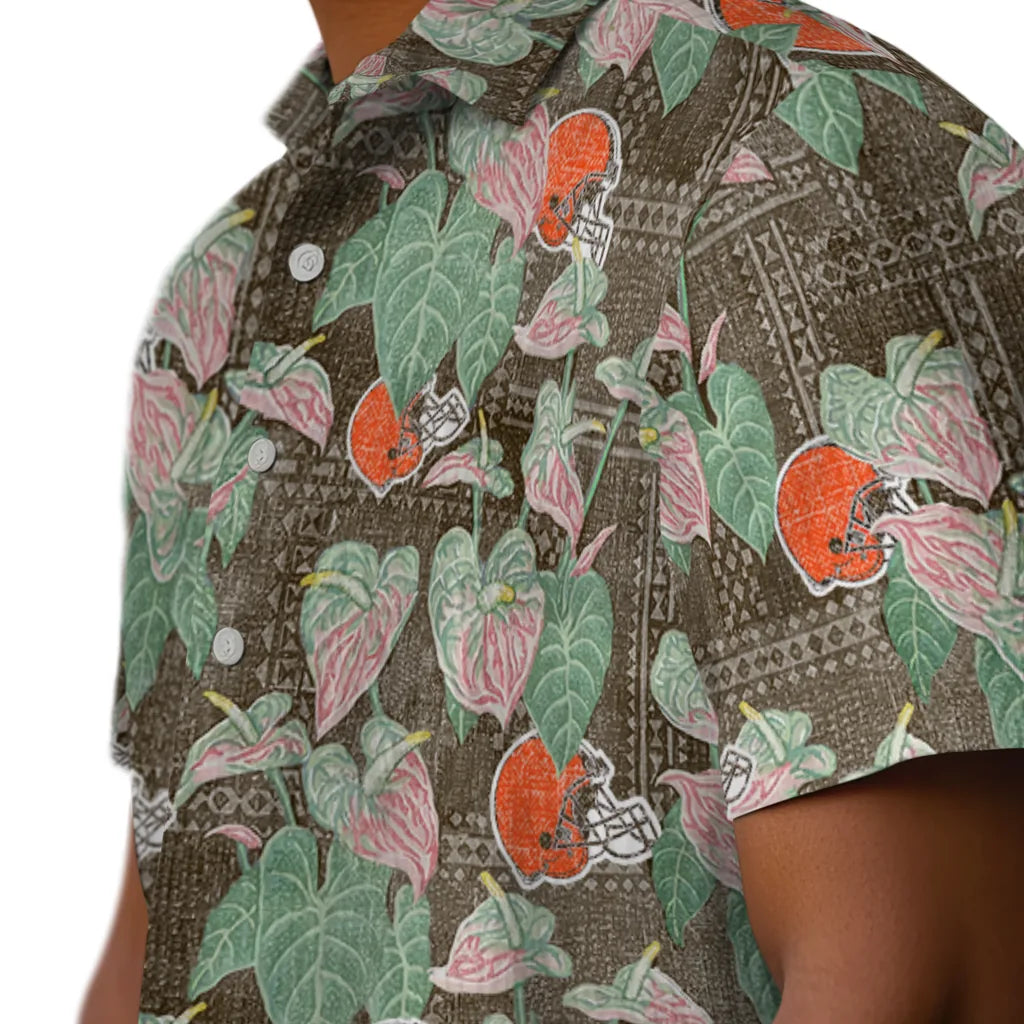 Cleveland Browns Hawaiian Shirt - Anthurium Overlay | Hula Hawaiian Shirts