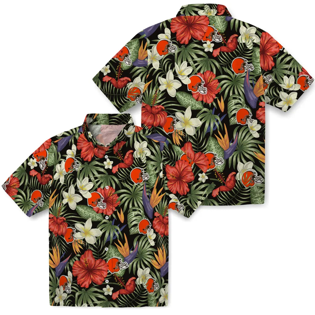Cleveland Browns Hawaiian Shirt - Hawaii Floral Hibiscus | Hula Hawaiian Shirts