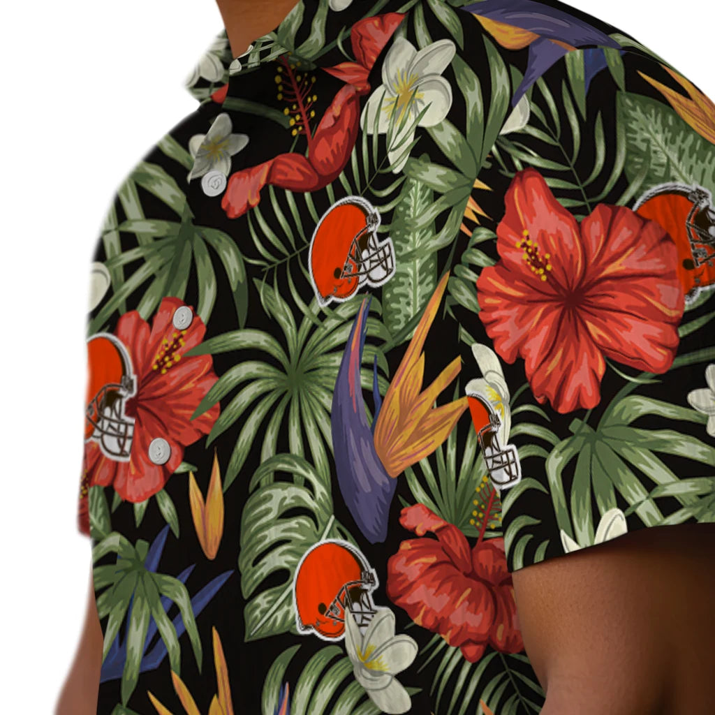 Cleveland Browns Hawaiian Shirt - Hawaii Floral Hibiscus | Hula Hawaiian Shirts
