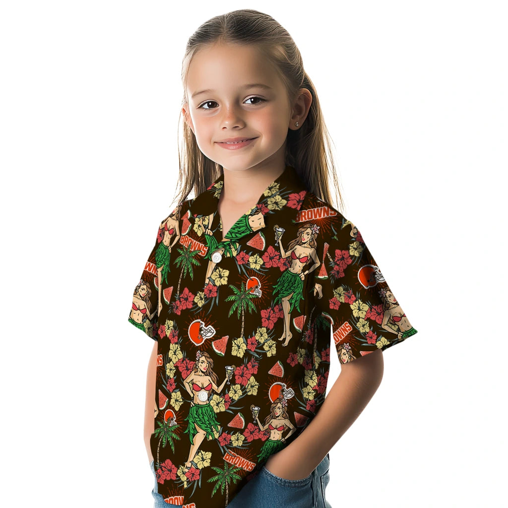 Cleveland Browns Hawaiian Shirt - Hawaiian Girls Design | Hula Hawaiian Shirts