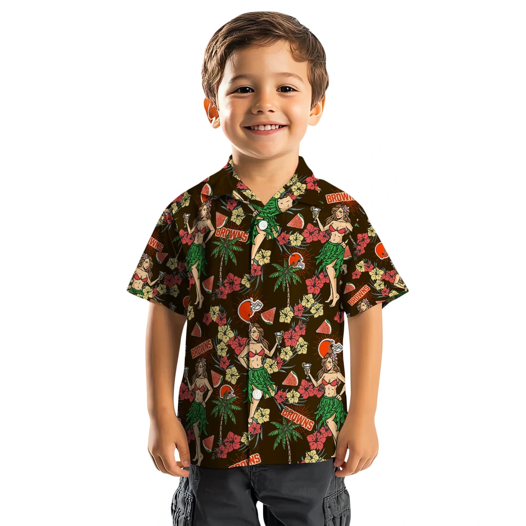 Cleveland Browns Hawaiian Shirt - Hawaiian Girls Design | Hula Hawaiian Shirts