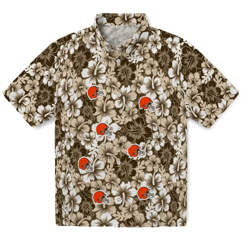 Cleveland Browns Hawaiian Shirt - Hibiscus Blooms | Hula Hawaiian Shirts