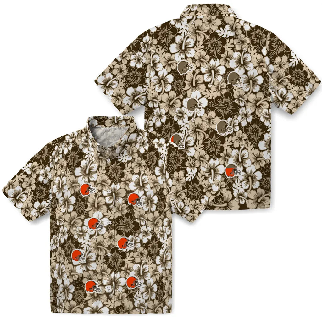 Cleveland Browns Hawaiian Shirt - Hibiscus Blooms | Hula Hawaiian Shirts