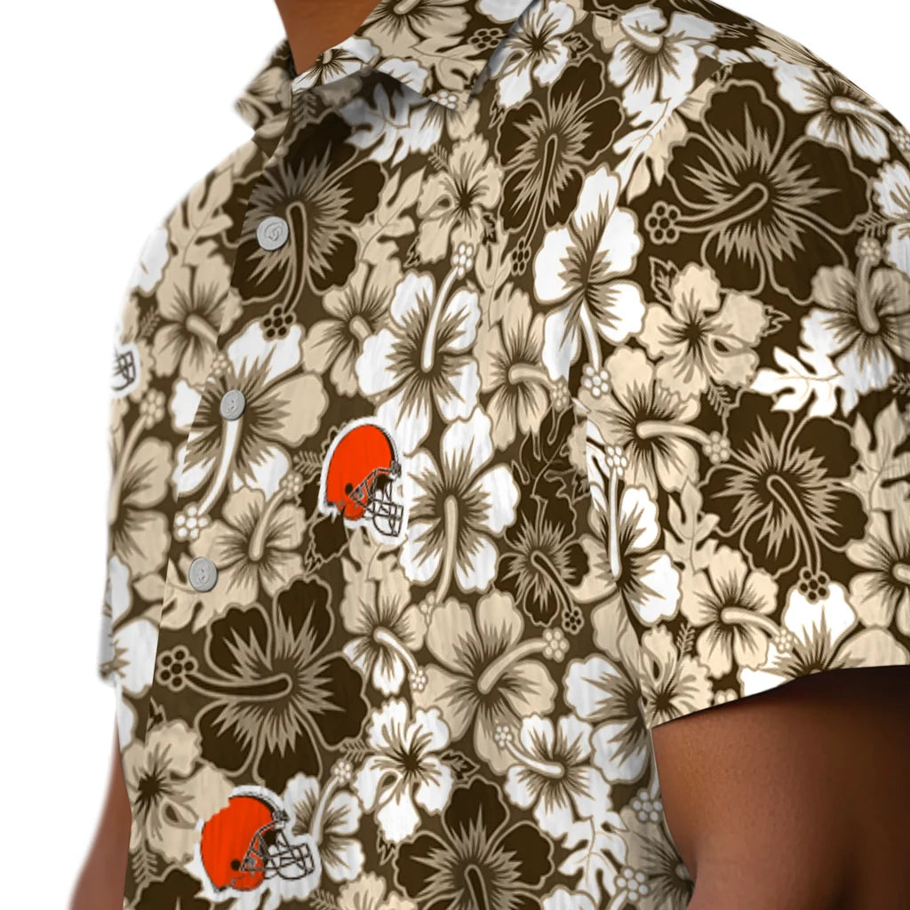 Cleveland Browns Hawaiian Shirt - Hibiscus Blooms | Hula Hawaiian Shirts