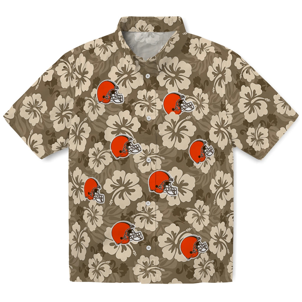 Cleveland Browns Hawaiian Shirt - Hibiscus Cluster | Hula Hawaiian Shirts
