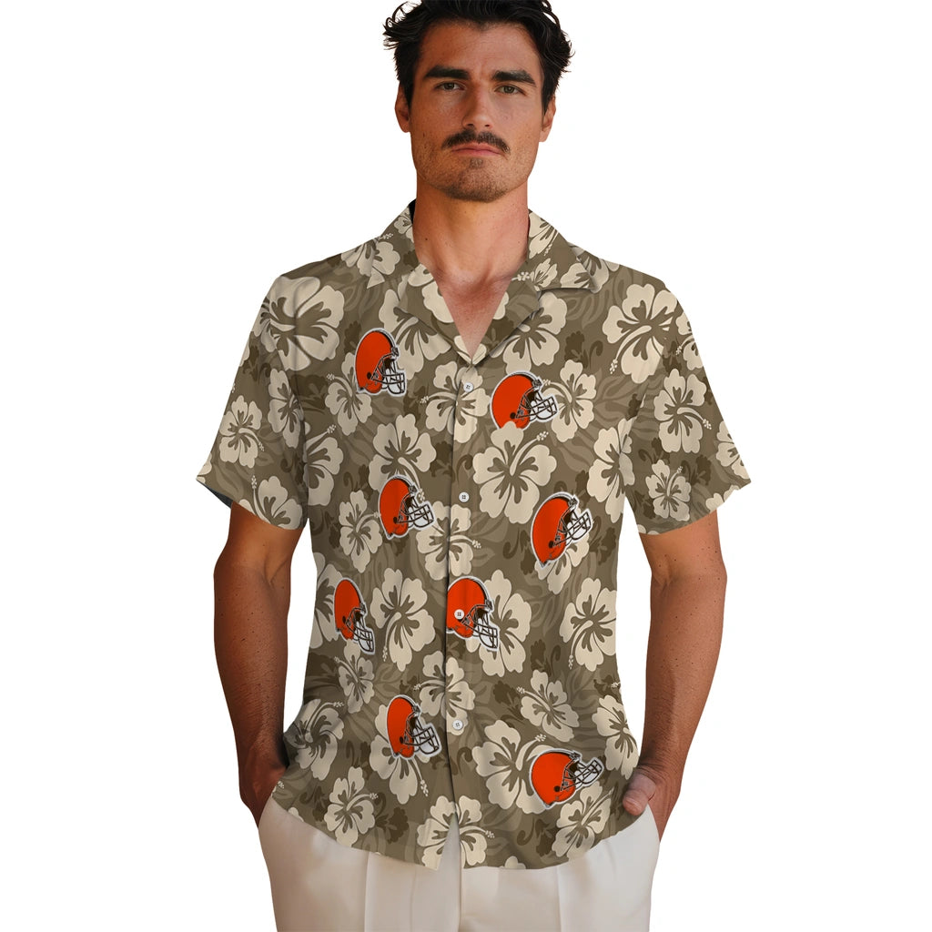 Cleveland Browns Hawaiian Shirt - Hibiscus Cluster | Hula Hawaiian Shirts