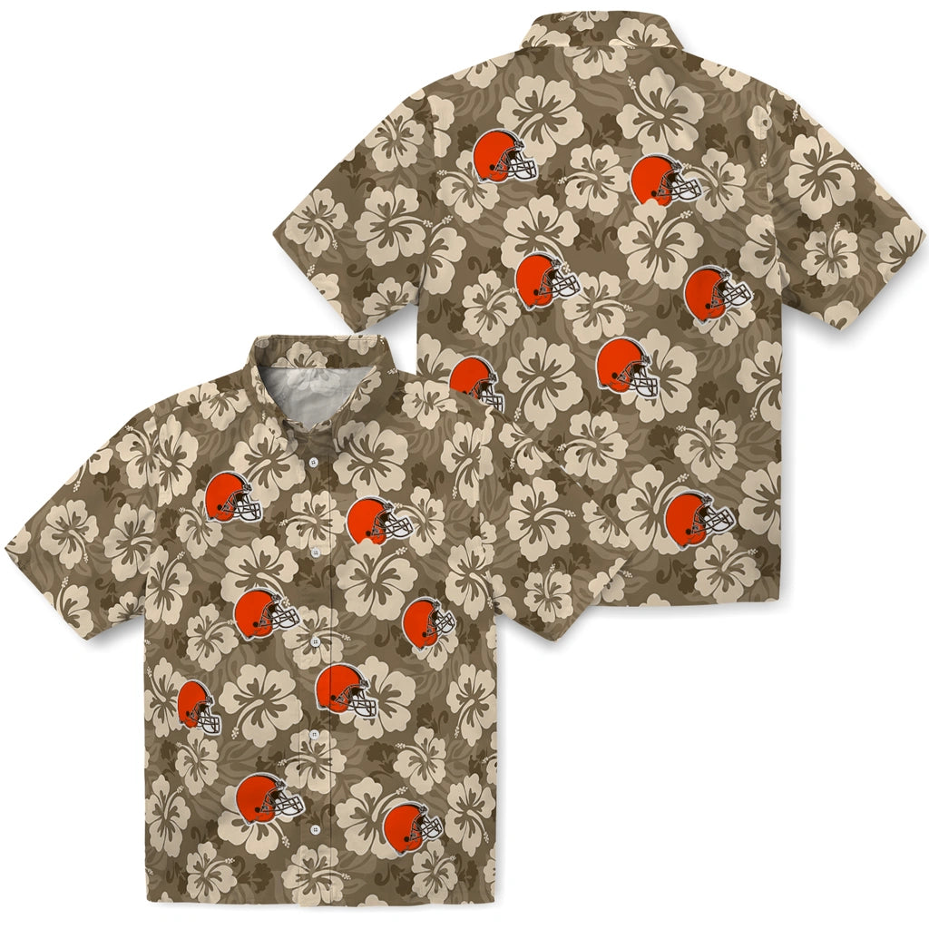 Cleveland Browns Hawaiian Shirt - Hibiscus Cluster | Hula Hawaiian Shirts