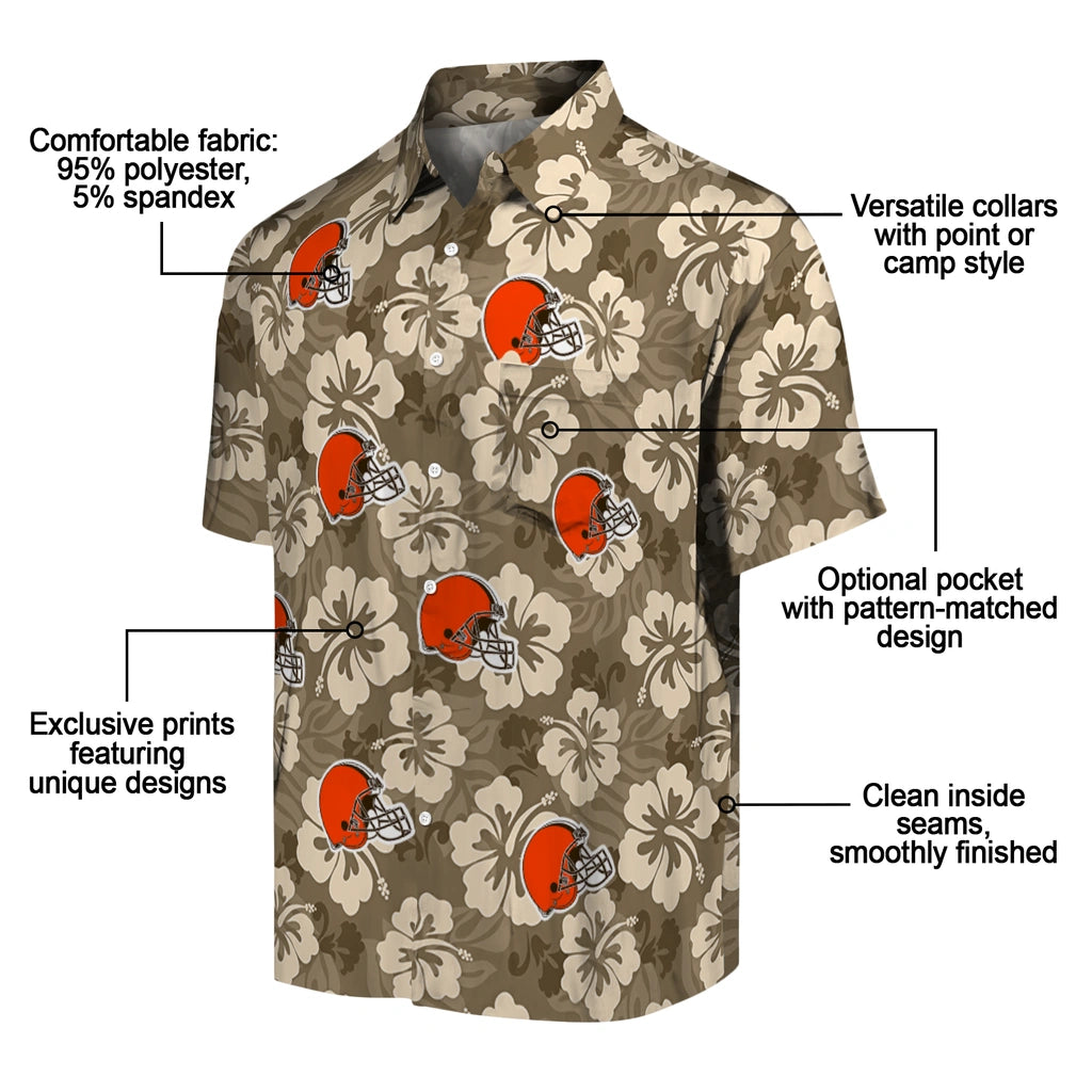 Cleveland Browns Hawaiian Shirt - Hibiscus Cluster | Hula Hawaiian Shirts