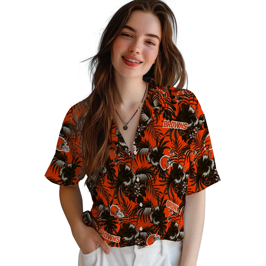 Cleveland Browns Hawaiian Shirt - Hibiscus Exotic | Hula Hawaiian Shirts