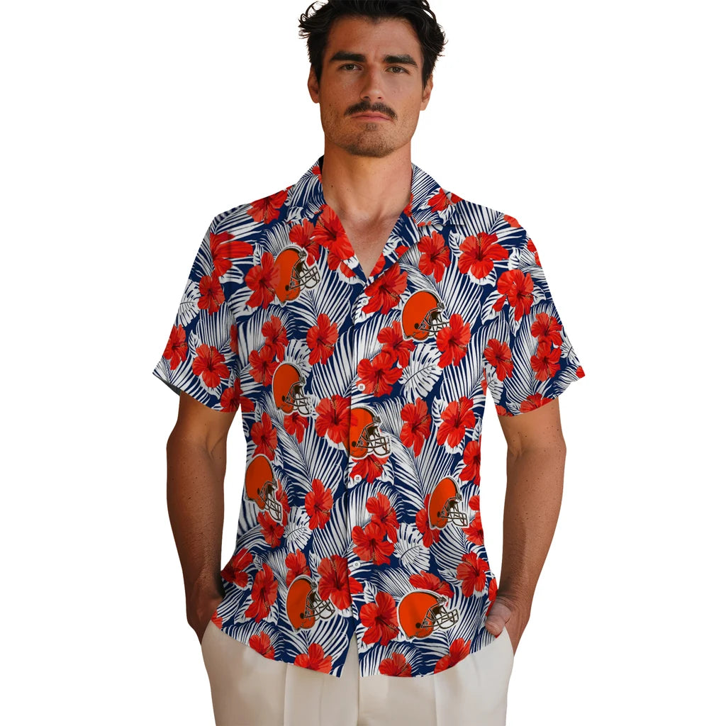 Cleveland Browns Hawaiian Shirt - Hibiscus Fiesta | Hula Hawaiian Shirts