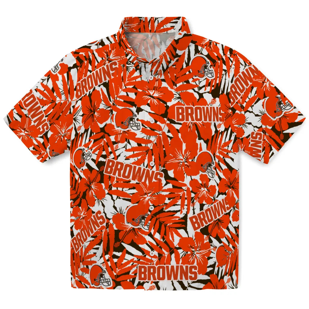 Cleveland Browns Hawaiian Shirt - Hibiscus Overlay | Hula Hawaiian Shirts